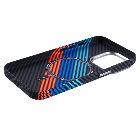 Чехол для iPhone 13 Pro, Carbon Fiber MagSafe, темно-синий