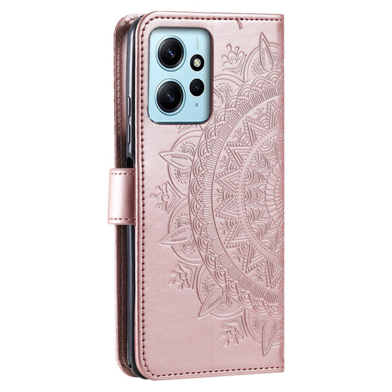 Откидной чехол для Xiaomi Redmi Note 12 4G, Mandala, розовый rose gold