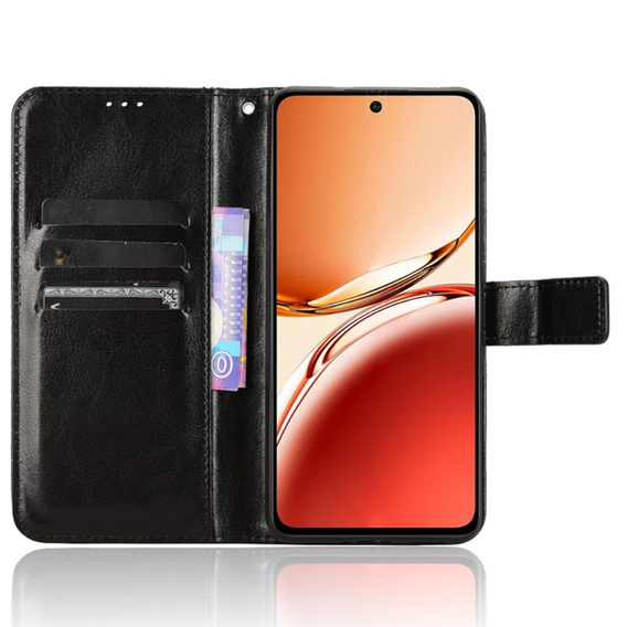 Откидной чехол для Oppo Reno 12FS / 12F, Crazy Horse Wallet, чёрный