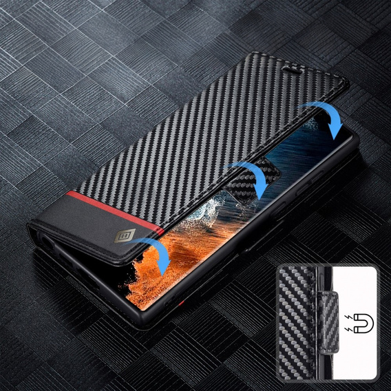 Откидной чехол для Samsung Galaxy S24 Ultra, Carbon LC.IMEEKE, чёрный