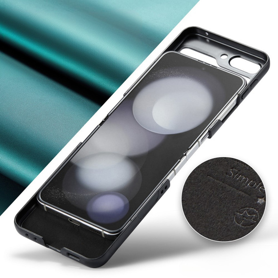 Чехол для Samsung Galaxy Z Flip7 FE / Z Flip6, CASEME Litchi Leather, зелёный
