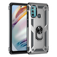 Бронированный Чехол до Motorola Moto G60, Nox Case Ring, серебряный