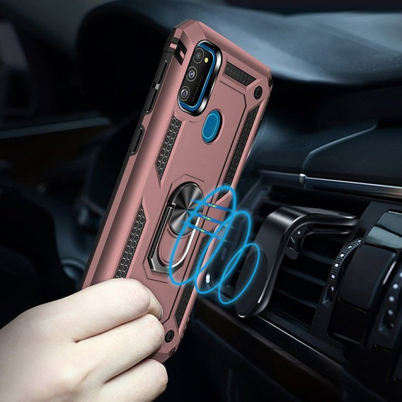 Броньований Чoхол до Samsung Galaxy M21, Nox Case Ring, рожевий rose gold