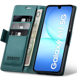 Чохол для Samsung Galaxy A17 5G, ERBORD Glossy Litchi, гаманець з клапаном, зелений