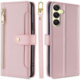 Откидной чехол для Samsung Galaxy A25 5G, Wallet Zipper Pocket, розовый