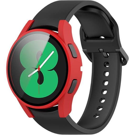 2в1 чехол и защитное стекло для часов Samsung Galaxy Watch 4 44mm, Red