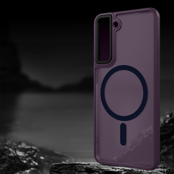 Чехол для Samsung Galaxy S21, для MagSafe, ERBORD Matt Case, тёмно-фиолетовый + стекло для экрана