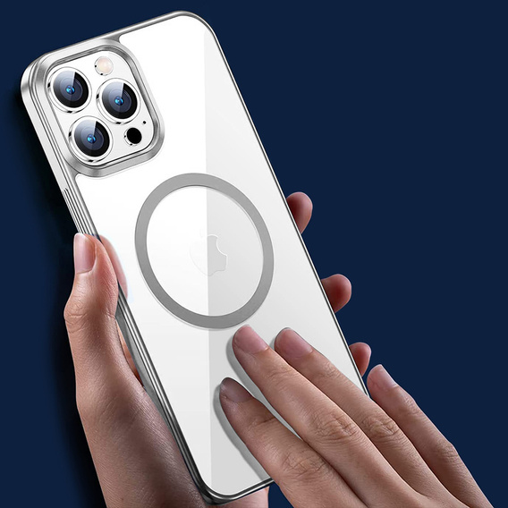 Чехол до iPhone 14 Pro, ERBORD Hybrid MagSafe Case, серебряный