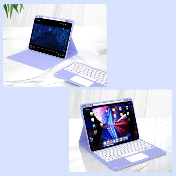 Чехол + клавиатура iPad Air 10.9 4 2020 / 5 2022, Touchpad, фиолетовый
