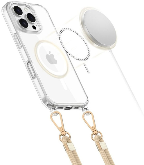 Чохол з ремінцем для iPhone 16 Pro Max, ERBORD MagSafe, прозорий + захисне скло