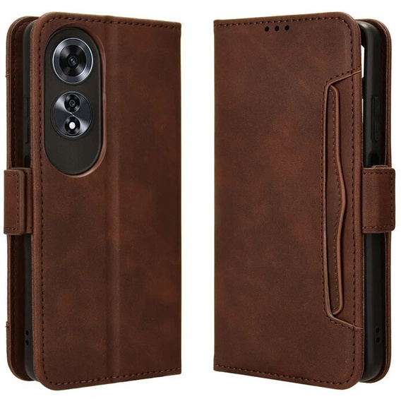 Футляр з клапаном для Oppo A60, Card Slot, коричневий
