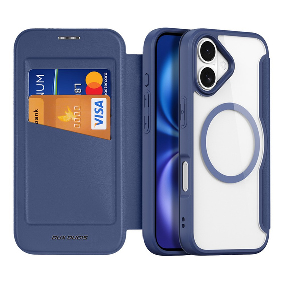 Чехол Dux Ducis для iPhone 17, Skin X Pro, с откидной крышкой, для MagSafe, темно-синий