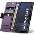 Чохол для Samsung Galaxy S24 FE, ERBORD Glossy Litchi, гаманець з клапаном, фіолетовий