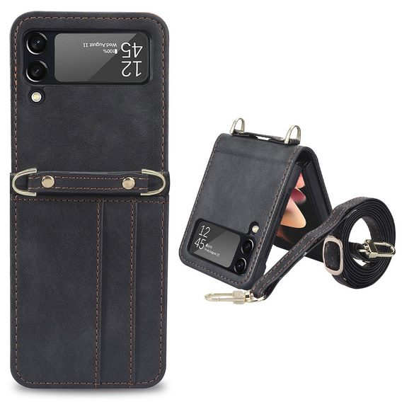 Чехол Leather Card Slots для Samsung Galaxy Z Flip3 5G, Black