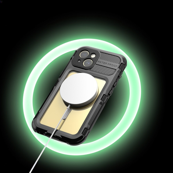 Водонепроникний чохол IP68 для iPhone 15, SHELLBOX MagSafe, чорний