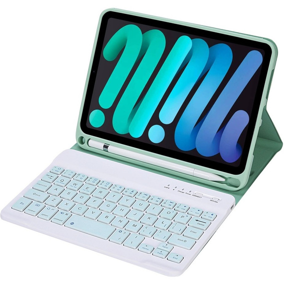 Чехол с bluetooth-клавиатурой для iPad mini 8.3" 2021 (6 gen.) / iPad mini 8.3" 2024 (7 gen.), зелёный