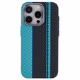 Чехол для iPhone 13 Pro Max, Carbon Fiber MagSafe, черный / синий