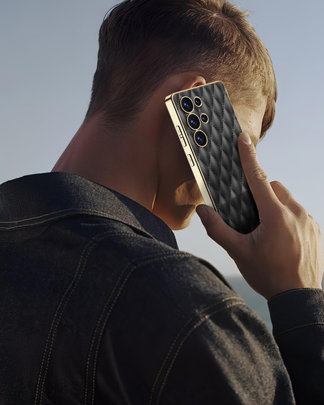Чохол для Samsung Galaxy S25 Ultra, Leather Rhombus, чорний