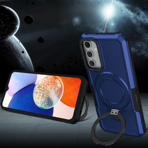 Чехол до Samsung Galaxy A15 5G, Kickstand Ring, чёрный + стекло 9H