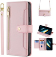 Откидной чехол для Xiaomi Poco F6 Pro, Wallet Zipper Pocket, розовый