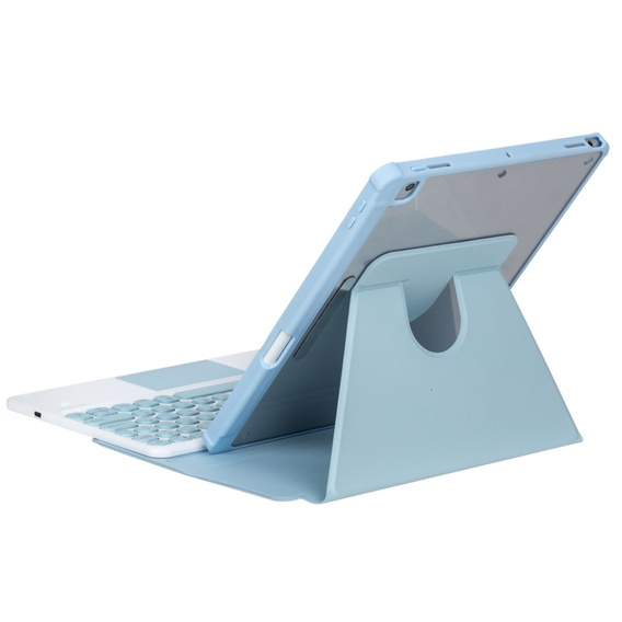 Чехол клавиатура для iPad 11" 2025 A16 (11 gen.) / iPad 10.9" 2022 (10 gen.), Rotary 360° Leather, светло-голубой