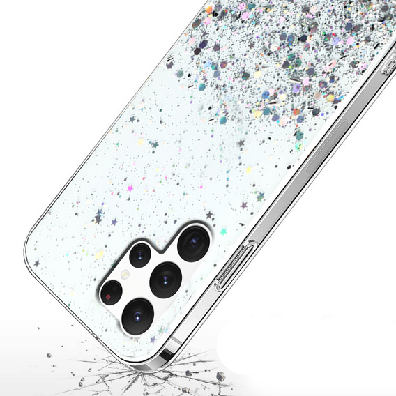 Чехол до Samsung Galaxy S22 Ultra 5G, Glittery, серебряный