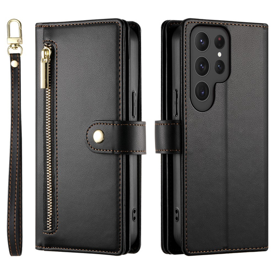 Чохол-книжка для Samsung Galaxy S25 Ultra, Wallet Zipper Pocket, чорний