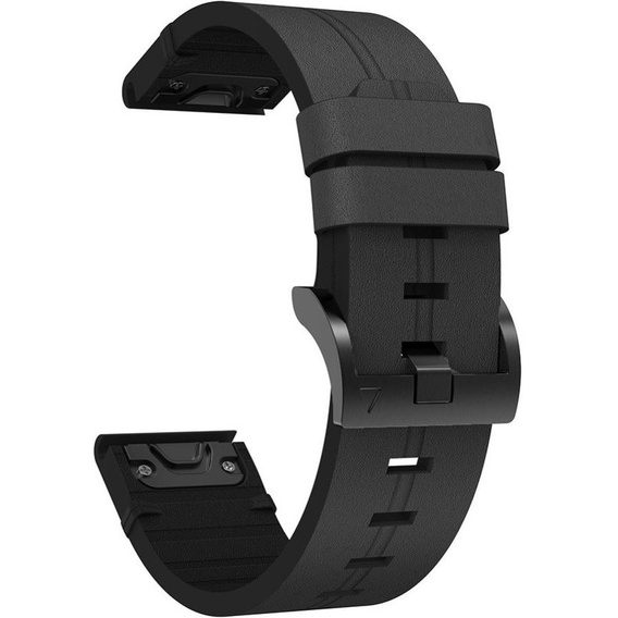 Кожаный ремешок для часов zegarka Garmin Fenix 7X / 6X Pro / 6X - Black
