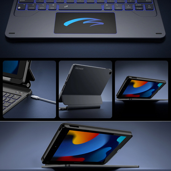Чехол-клавиатура для iPad 7/8/9 10.2, Dexnor Magnetic Keyboard Touchpad, чёрный