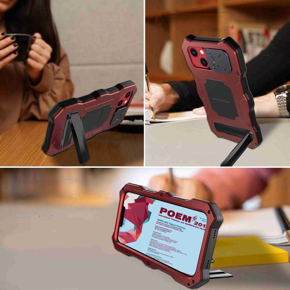 Бронированный чехол для iPhone 14,Metal Kickstand, красный