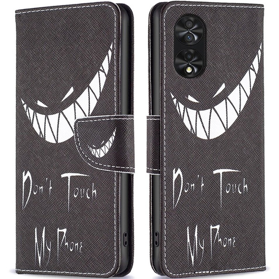 Откидной чехол для TCL 40 NxtPaper, Wallet, Don't Touch My Phone чёрный