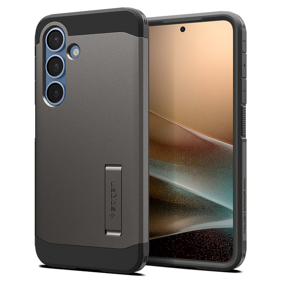 Чехол Spigen для Samsung Galaxy S25, Tough Armor Mag MagSafe, серый + закаленное стекло 9H