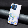Откидной чехол для Xiaomi Redmi 12C, butterfly and flowers, белый