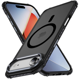 Матовый чехол для iPhone Air, бронированный, для MagSafe, дымчатый с черными боками