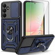 Бронированный чехол для Samsung Galaxy A56, CamShield Slide, синий + закаленное стекло 9H