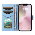 чехол-крышка для iPhone 16E, Rhombus Crossbody Leather, синий