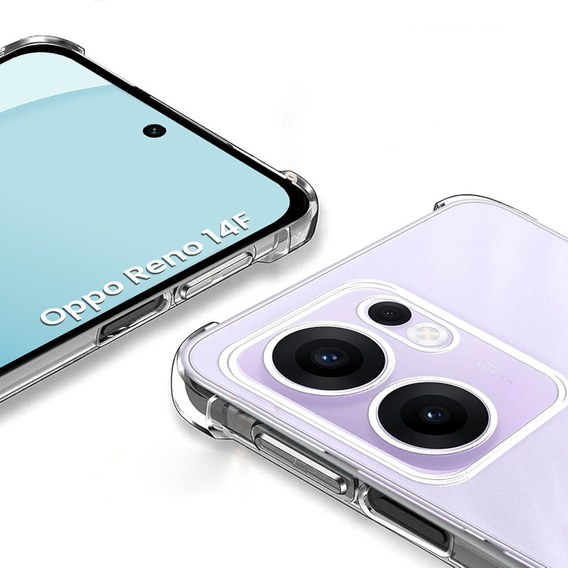 Чохол для Oppo Reno 14F, посилений, із захистом камери, прозорий