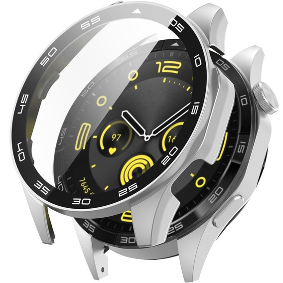 Чехол 2 в 1 + закаленное стекло для Huawei Watch GT 4 46mm, серебряный