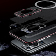 Чохол для Huawei P60 / P60 Pro магнітний металевий Magsafe, чорний / червоний
