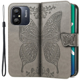 Чохол-книжка для Xiaomi Redmi 12C, Butterfly, сірий