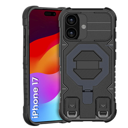 Чехол для iPhone 17, для MagSafe, бронированный с подставкой, черный