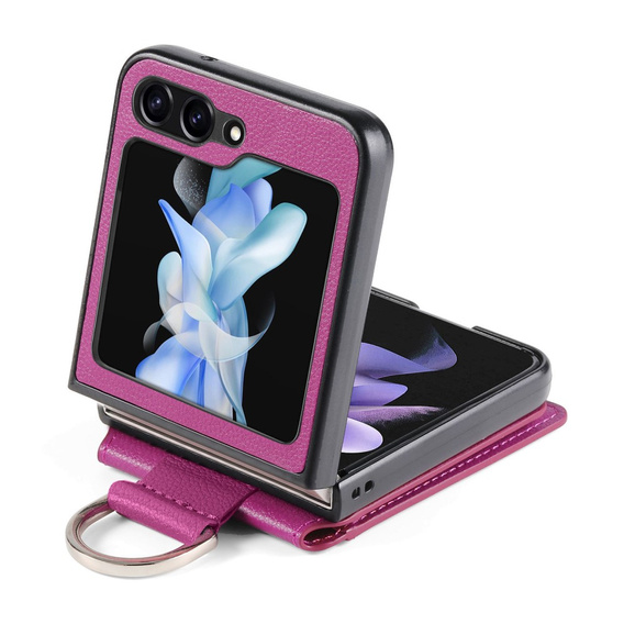 Чехол для Samsung Galaxy Z Flip7 FE / Z Flip6, Card Slot Ring Case, фиолетовый