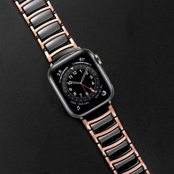Браслет Stainless Segments до Apple Watch 1/2/3/4/5/6/7/SE 42/44MM - Rose Gold/Black