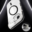 Чехол для iPhone Air, для MagSafe, с подставкой, прозрачный с черными вставками