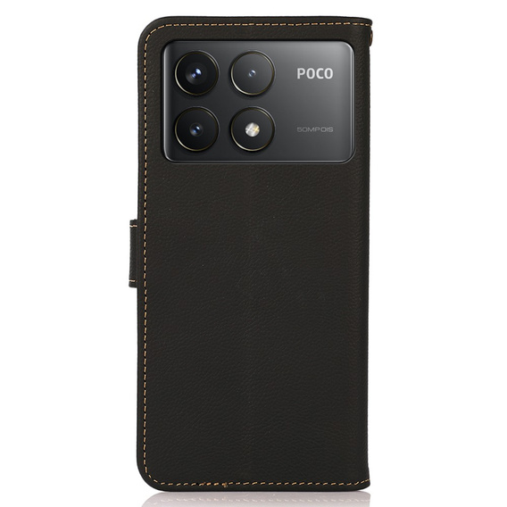 Чохол KHAZNEH RFID для Xiaomi Poco F6 Pro, Litchi Texture, чорний