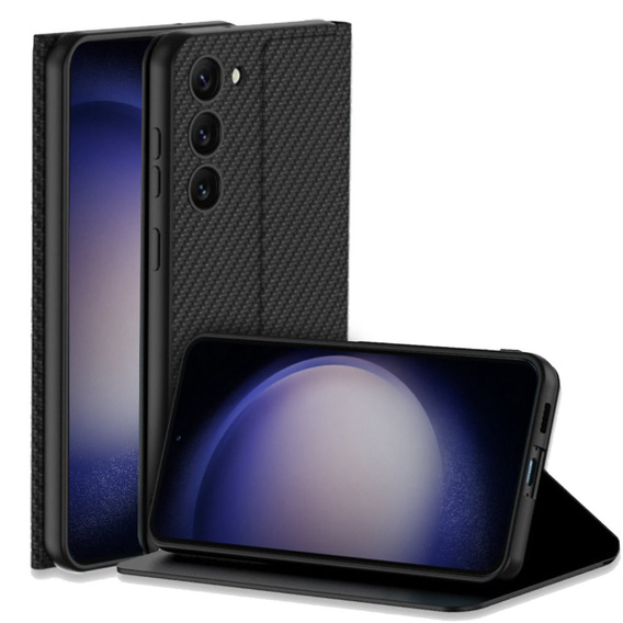 Откидной чехол для Samsung Galaxy S23, GKK Leather, carbon чёрный