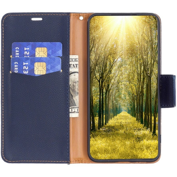 Откидной чехол для Samsung Galaxy A55 5G, Wallet Litchi Leather, темно-синий