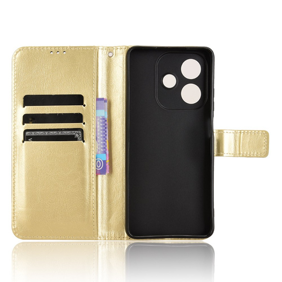 Футляр з клапаном для Oppo A40 / Oppo A40m, Crazy Horse Wallet, золотий