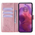 Откидной чехол для Motorola Moto E14, Butterfly, розовый rose gold