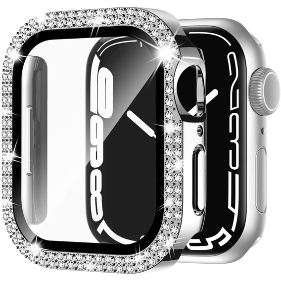 2в1 чехол и защитное стекло для часов Apple Watch 4/5/6/SE 44mm, Silver